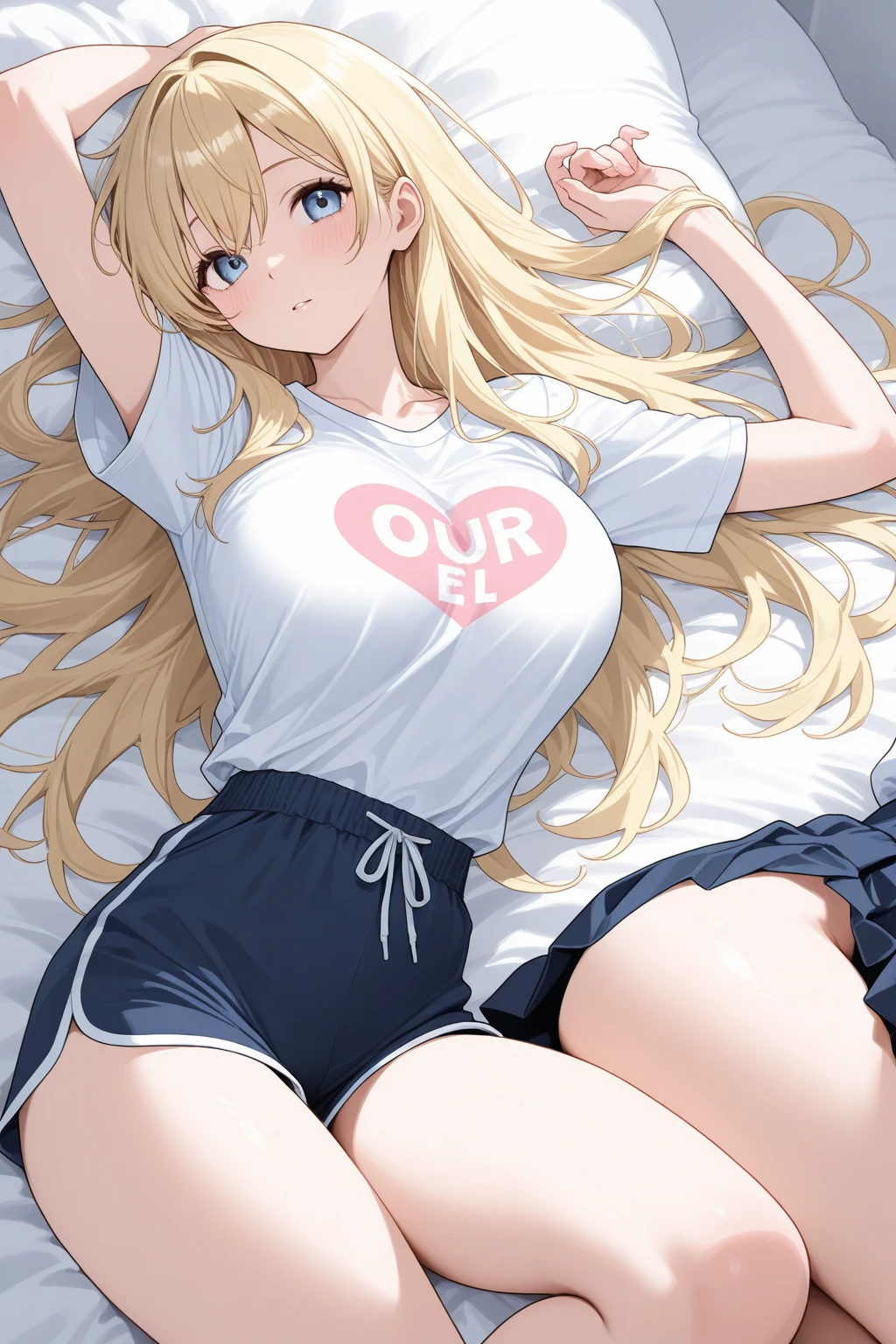 Deep sleep、Short skirt、Clothes with intricate details、pattern、Swimsuit、Stockings、one person、long blonde hair、Sexy