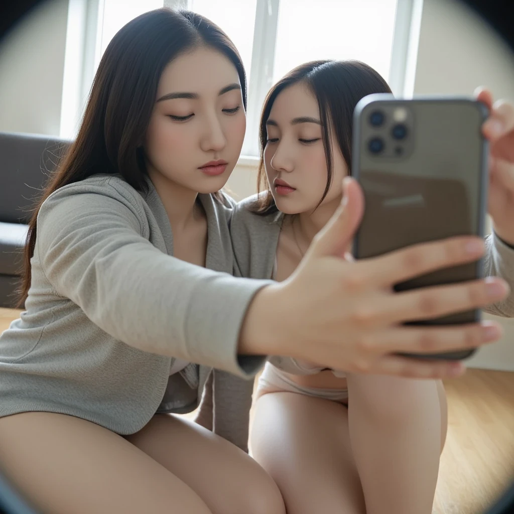 Two women sitting on bed looking at their phones, leaked photo, Playing games, they are very serious, bottom angles, twins playing video games, leaked image, Leaked, 3am, HDR(HighDynamicRange),Ray traching,NVIDIA RTX,Super-Resolution,Unreal 5,Subsurface scattering,PBR Texturing,Post-processing,Anisotropic Filtering,Depth-of-field,Maximum clarity and sharpness,Multi-layered textures,Albedo and Specular maps,Surface shading,Accurately simulate light-material interactions,perfectly proportions,Octane Render,twotonelighting,largeaperture,Low ISO,White balance,the rule of thirds,8K RAW