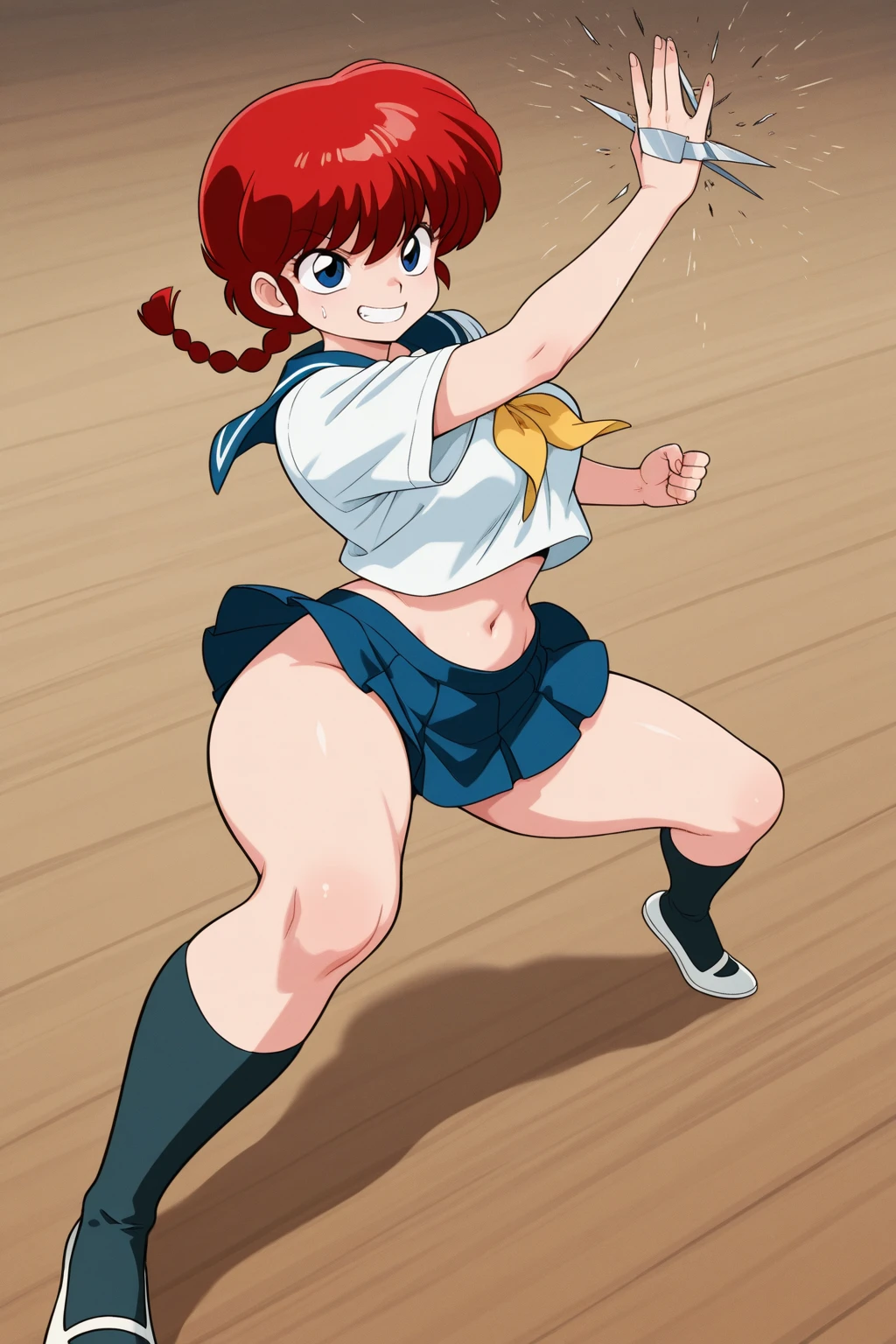 {{standing on one knee:1.8}},{{knee up:1.6}},{{kneel down on one knee}},{{on one knee}},{{Animated images of theatrical animation quality}},NSFW,white panties,Dynamic composition,dutch angle,from below,small face (of a woman),{{{masterpiece}}, {{{Highest quality}}},{{Very detailed}},{{1girl,30years old,{Mature Woman}},{{tall}},{{Adult female}},sharp look,{{Fighting stance}},{{nami (one piece),long hair, orange hair, brown eyes, cleavage, striped shirt, white shirt, short sleeves, bracelet, miniskirt, yellow skirt}},{fighting stance}},{},{}, ,{{}},{{}},,{{blushing with anger}},{{}},,{{}},{{}},,Slender body}}{{Avoidance}}{Wrinkles ,amount,Grit your teeth,suffering,v-shaped eyebrows.,Sweat dripping,Medium chest ,get annoyed,,Slums,,Twisting