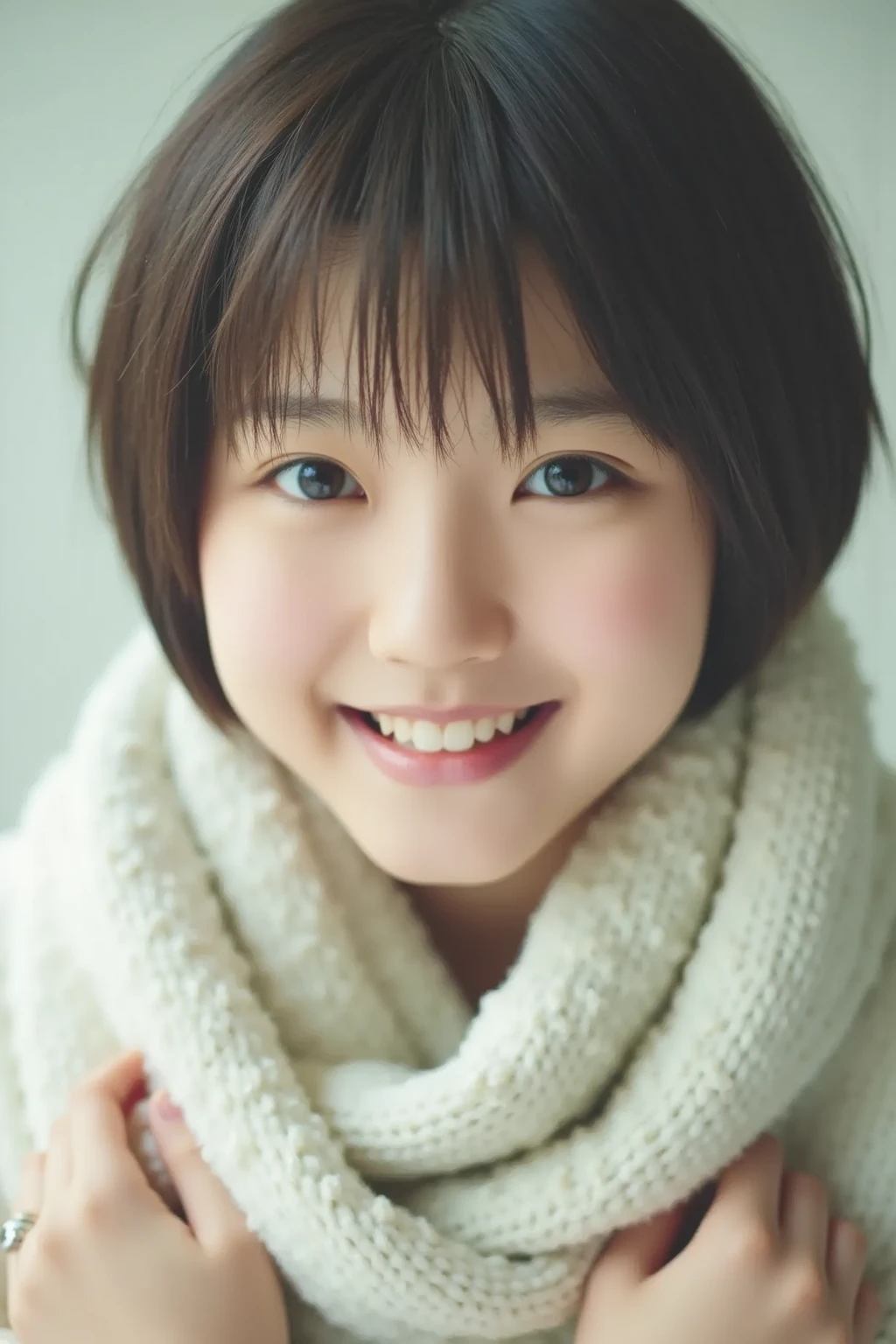 (((highest quality, 8K, masterpiece))), sharp focus, (beautiful woman with perfect figure), thin, (hairstyle: Excellent)),  非常に詳細な顔と肌の質感 詳細な目 double eyelid ランダムな姿勢, (smile),sExcellenter cute Japan person,sExcellenter beauty Japanese girl, realistic face, double eyelid,smile,playing in the snow、