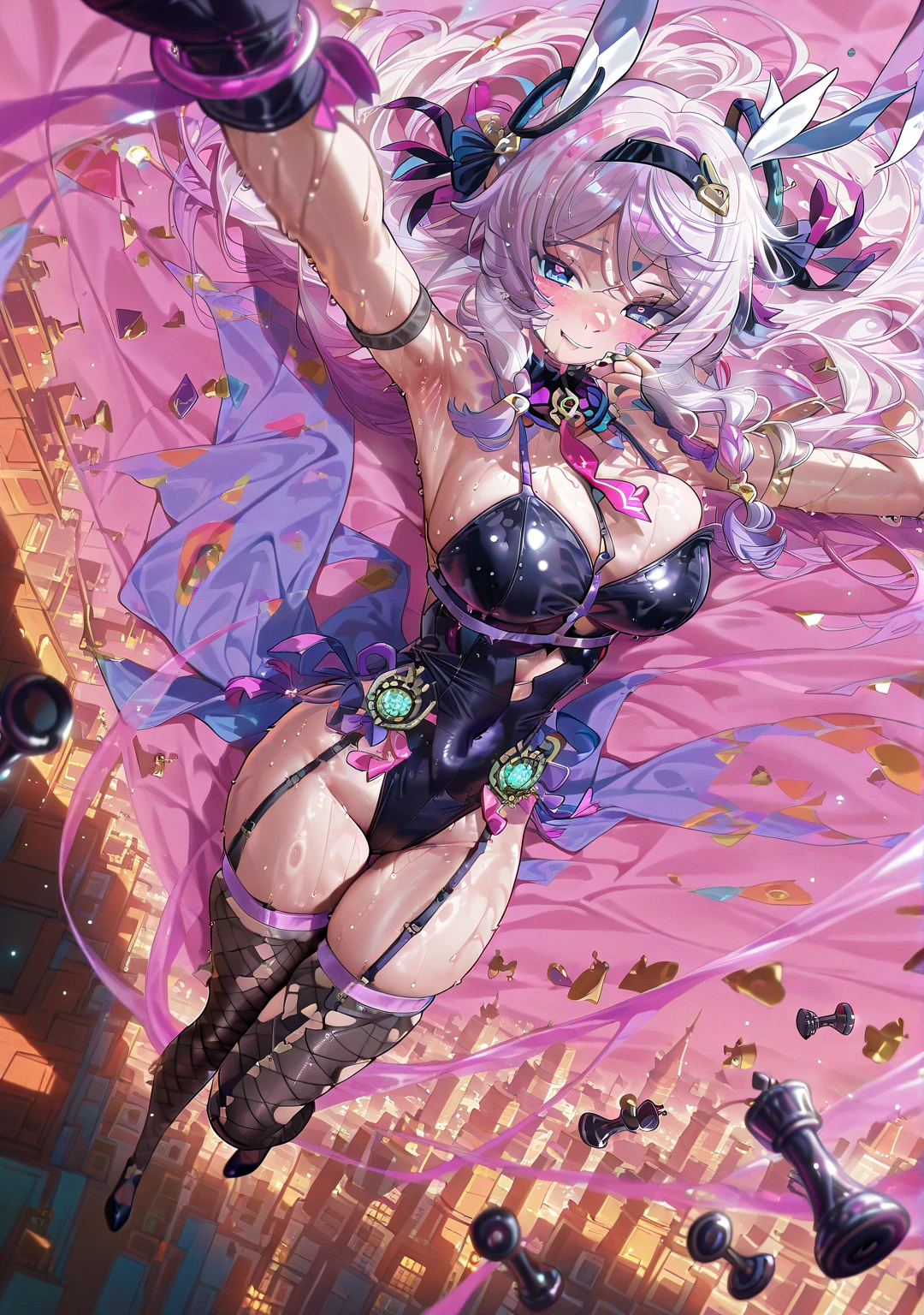 masterpiece, best quality, novel illustration, highres, 18+ mature content, sensual, intimate, emotional, passionate, romantic, sweet, endearing, innocent, pure, captivating, alluring, enticing, mysterious, enchanting, captivating, immersive, mesmerizing, dreamlike, surreal, imaginative, whimsical, artistic, avant-garde, timeless, elegant, sophisticated, chic, refined, unique, original, mesmerizing, magical, spellbinding, entrancing, ((cowboy shot)),((bunny girl:1.3))