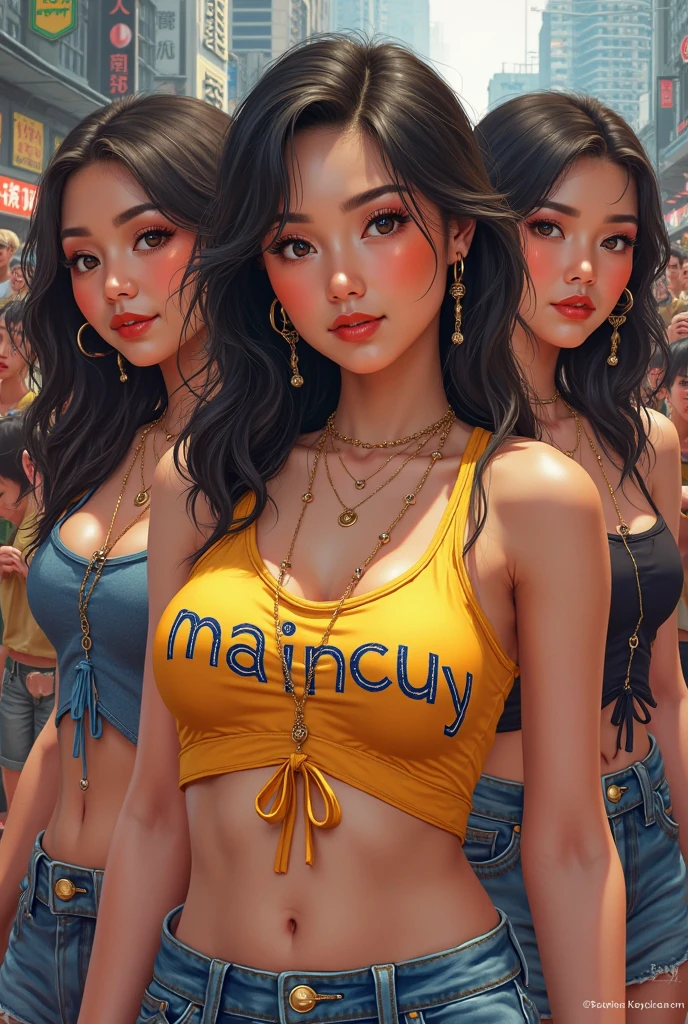 (Best Quality, 2k, Masterpiece, QHD: 1.3, A Handsome short haired african barbarian man is surrounded by three women up against him touching him and gaze at him, at a mansion, wearing Tracksuits that show off body, perfect bodies, women: long flowing hair, flowers in hair, seductive, materials, golden hour, , jewelry, golden hour, photorealistic, masterpiece, in love, small grin, perfect faces, Flirtatious-groping