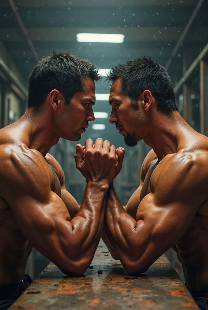 Create a photo of a fighter facing each other and these fighters are Pablo Marçal vs Guilherme Boulos