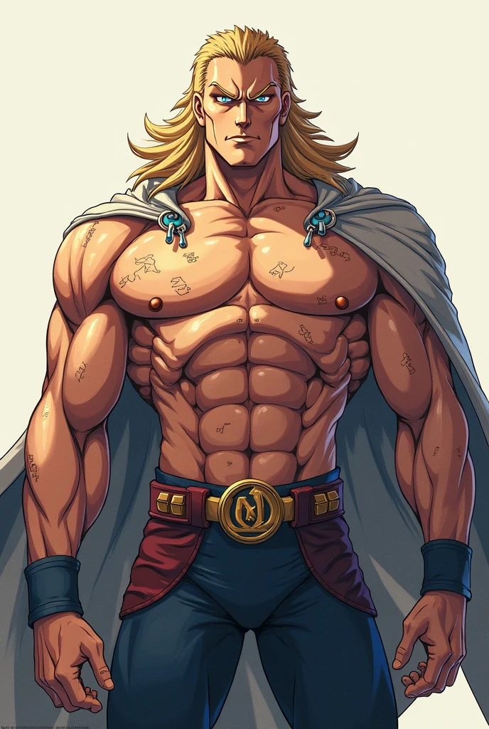 Highest quality, masterpiece, Ultra-high resolution,Detailed Background,alone,Arnold Schwarzenegger,Blonde,Blue Eyes,Long Hair,(loincloth), beard, an old man,temple