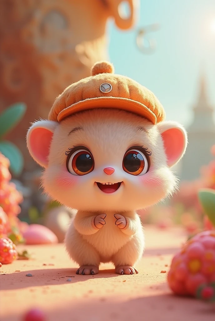 anthropomorphic white female cat with soft and fluffy fur and ribbon on her head, Sitting on the cute swing with vines in the beautiful garden, write 'uWu' on her white shirt and magenta tutu skirt, cinematic color grading, dramatic lighting.