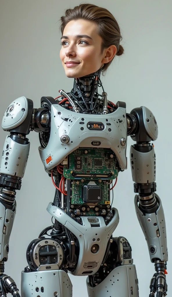 portrait512 Cyborg512 Tay512, electronics, motors, wires, buttons, lcd <lora:add_detail:2>