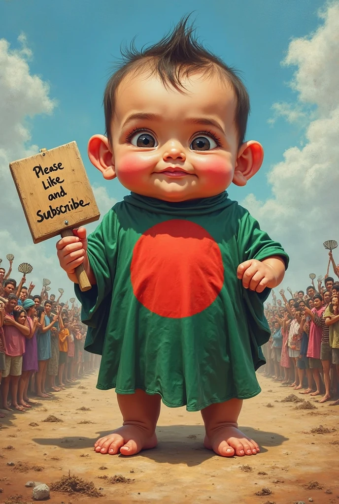 India map in tri colour having arms and carring baby girl. map has face and crying and protecting baby girl. Baby girl clothes are teared. Two mens standing with dog  face and barking