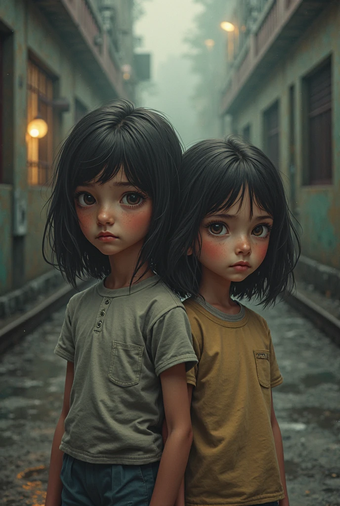 A detailed anime-style illustration of a 2 year old girl and a 7 year old boy playing in a forest, beautiful detailed brown eyes, beautiful detailed lips, extremely detailed eyes and face, long eyelashes, running, playing, colorful forest, vibrant colors, lush vegetation, sunbeams, warm lighting, (best quality,4k,8k,highres,masterpiece:1.2),ultra-detailed,(realistic,photorealistic,photo-realistic:1.37),digital painting,concept art