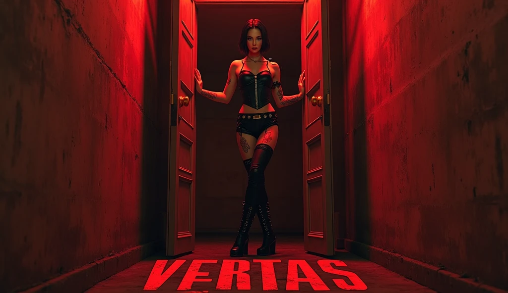 a a skinny attractive White Jewish Junemodel woman is a female vampire, sitting on a red couch, in a red room, bar setting, southwest murals on wall, cactus in vases, dramatic lighting, intricate detail, 4k, nikon