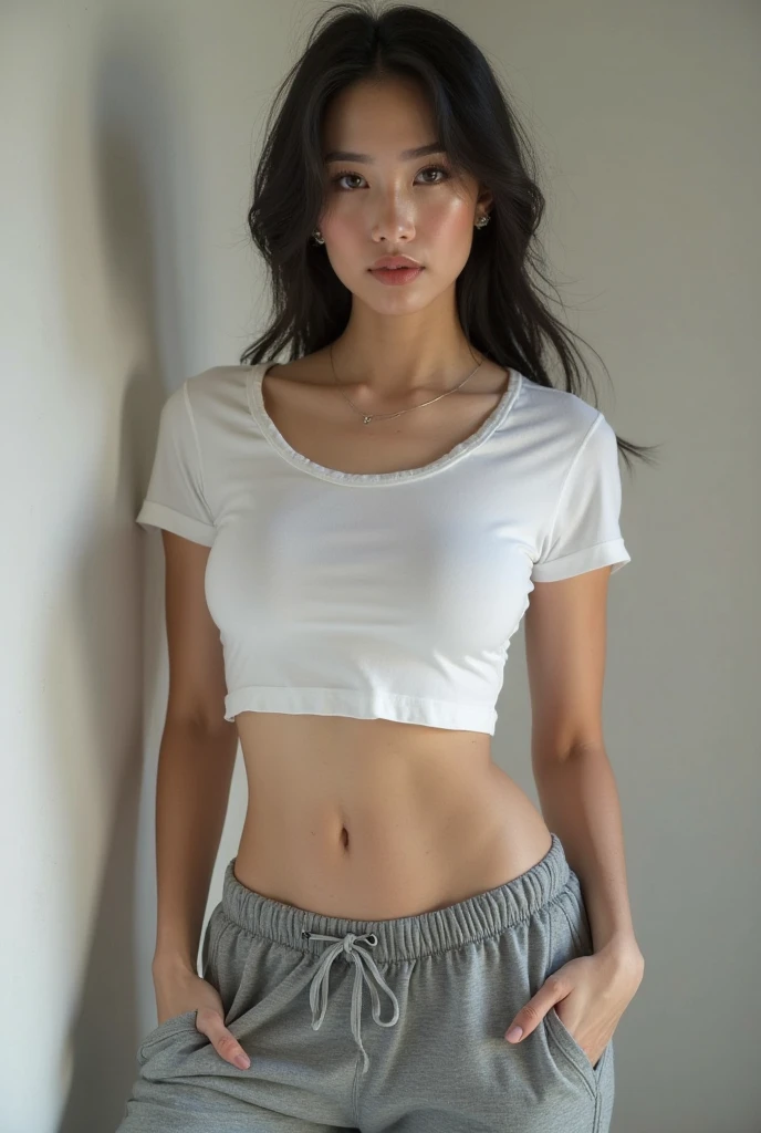 (masterpiece:1.2, best quality:1.2, extremely delicate:1.2), ((Alexandra Daddario:1.2)), a beautiful young women with long slightly curly brown hair, a well-defined face, intense eyes, perfect smille, blush on face, tall and athletic build, her whole body is wet, ((a tight-fitting ripped clothes:1.2)), cleveage, matching trousers, seductive pose, extremely attractive, exquisite photography, Photo realism, photorealistic, goddess, perfect skin, real skin texture, detailed skin, porcelain skin, pale skin, dramatic, high definition, highres, ultra-detailed, ultra-fine painting, professional, perfect body proportions, golden ratio, anatomically correct, symmetrical face, perfect eyes, extremely detailed eyes and face, high quality eyes, creativity, RAW photo, UHD, 32k, Natural light, cinematic lighting, (masterpiece-anatomy-perfect:1.2)