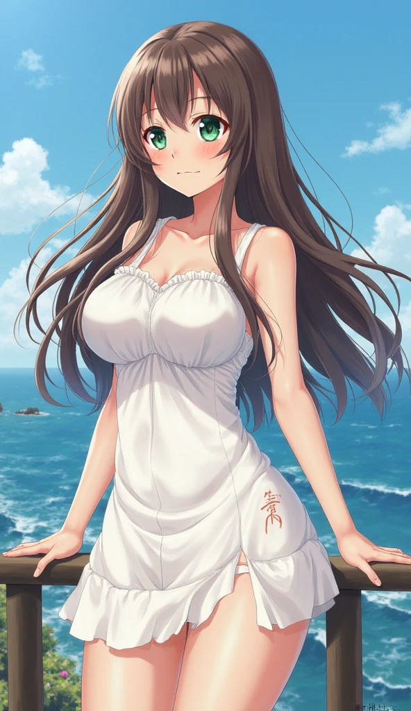 score_9, score_8_up, score_7_up, source_anime, game cg, harunakainiKC, long hair, skirt, hair ornament,White Bikini White ,smile,parted lips, Blue Sky beach