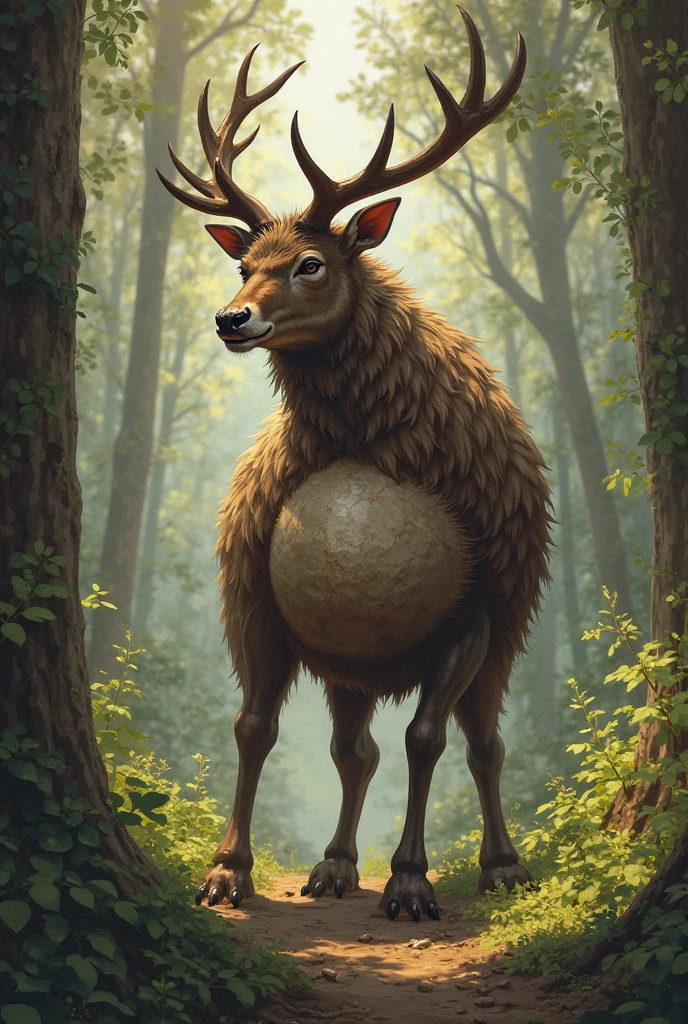 Lillia from League of Legends, ((deer centaur)), 4 hooves, two arms, two hands, deer tail, fluffy, high resolution, realistic, Soft, 4K, upscales, high detail, Delicate fur, forest, big breasts, big nipples, hyper areola, long nipples, 4 legs, feral, smile, purple eyes, 1 girl, peeking at viewer, big feral deer butt, hyper canine pussy, presenting canine pussy, back toward viewer, looking back at viewer, drippy pussy