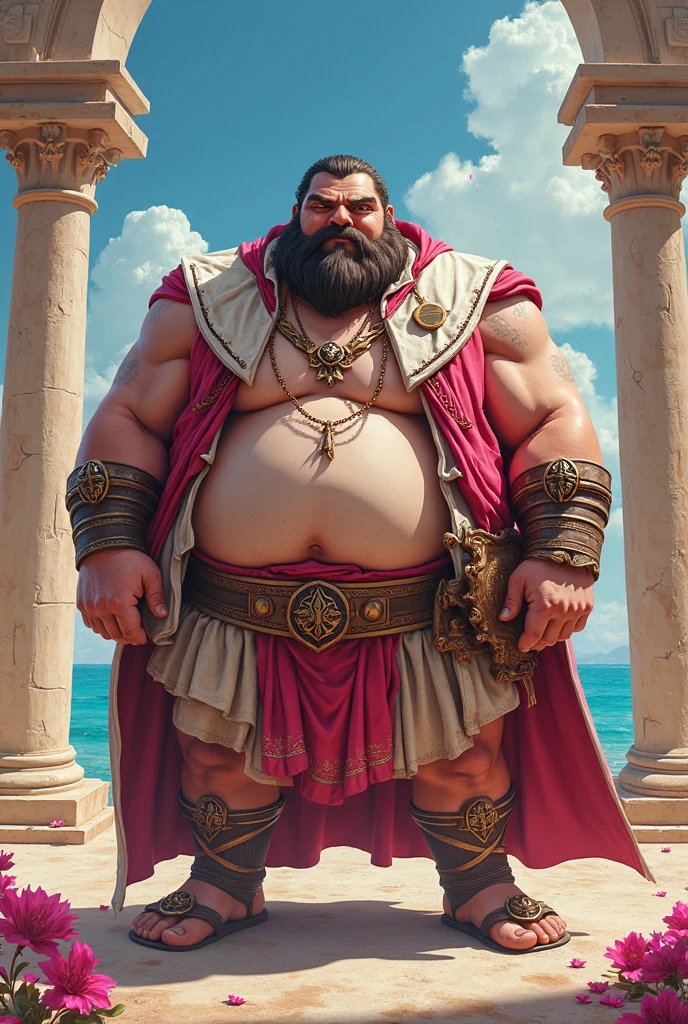 A somewhat fat wealthy Greek man in pixel art style