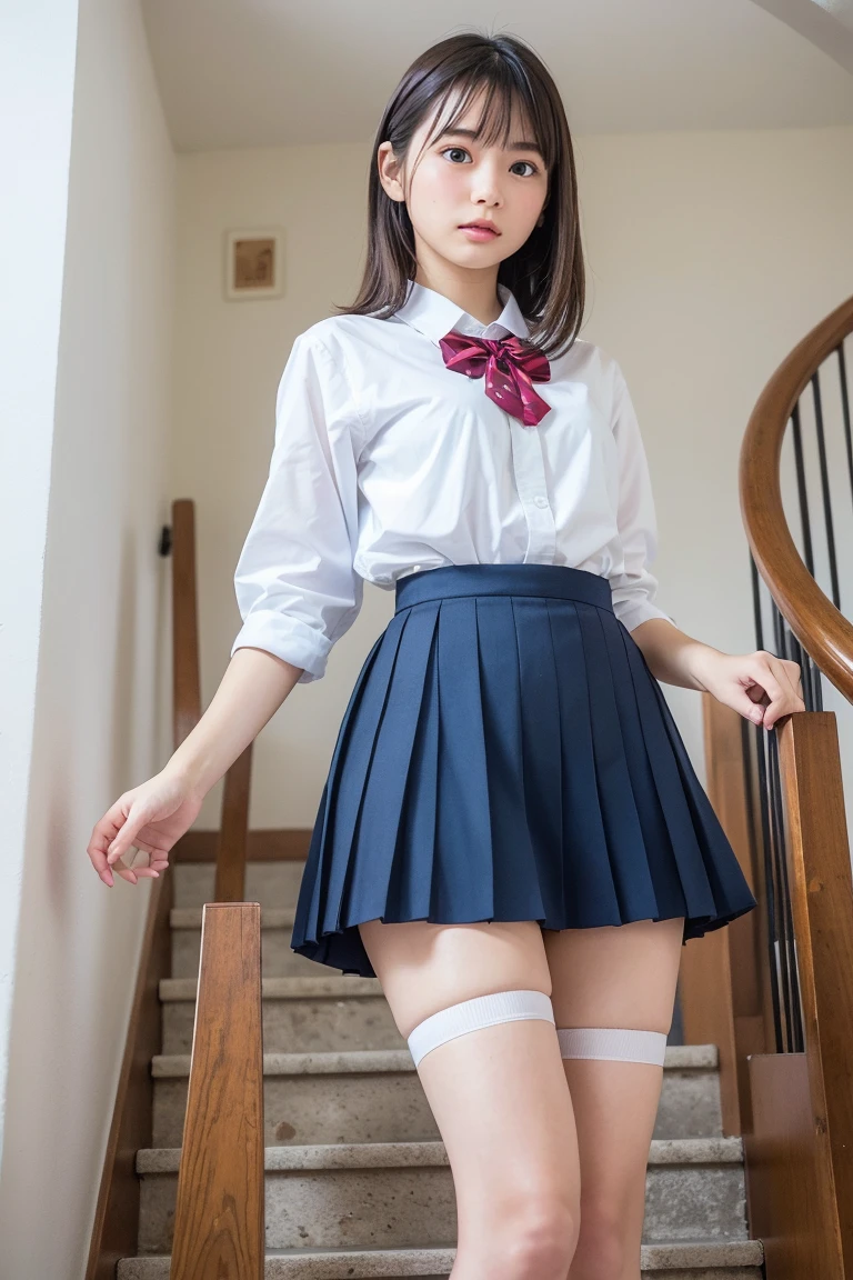 (8k、RAW Photos、Highest quality、masterpiece:1.2)、(Realistic、Realistic)、1 girl、((Standing in front of the window、standing posture、Red tartan check pleated skirt、Twin tail hairstyle、Loafer Uniform、Yellow Blazer、Small breasts、classroom、Front view、Spread your legs out to the side:1.6、White silk panties))、Lots of eyelashes、Add shine to your eyelids、skeletally correct、Showing panties、Spread your legs out to the side、Panty shot、sexy、(Panties close up:1.3)、Skirt Lift、Roll up your skirt、(M-shaped feet:1.5))、Nipples are visible:1.4、Showing nipples、Small breasts、