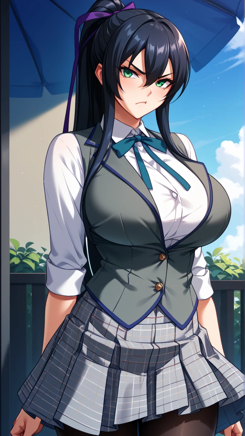 High school girl in white blouse and green checked skirt, green checked skirt, untied long black hair, pinched eyes, long eyelashes, well-styled and quite large breasts, white underwear with skirt flipped up, posing with large breasts for emphasis, naughty large breasts, naughty thighs, naughty Anime style, beautiful anime school girl, surrealistic school girl, surrealistic school girl, enchanting anime girl, realistic school girl, emphasized big breasts, naughty anime style, naughty thighs, naughty thighs, smooth anime CG art, surrealistic school girl, surrealistic school girl, Enchanting anime girl, realistic high school girl, smooth anime cg art, anime girl, beautiful anime high school girl, beautiful anime girl, beautiful charming anime , naughty anime style, photorealistic anime girl renderings, thickness curves voluptuous, (wide hips:1.3), (big buttocks:1.3), (thick thighs:1.3), (small waist:1.3), (gigantic breasts:1.3)