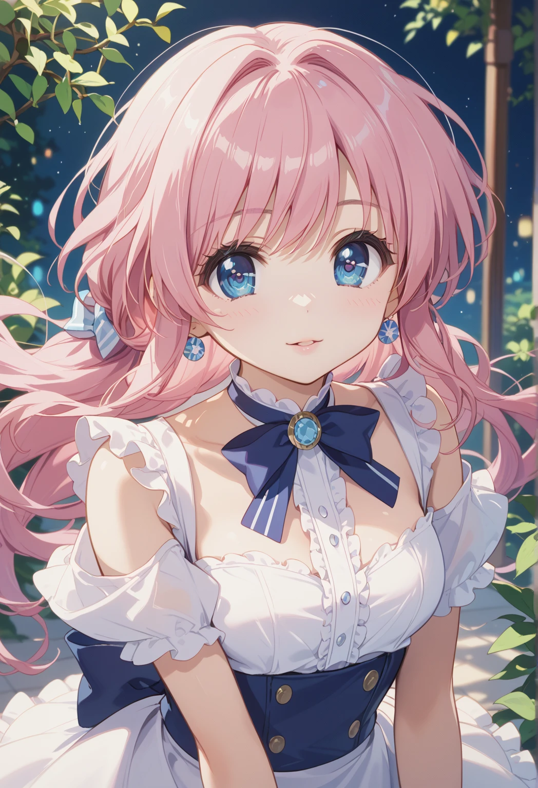  cute anime illustration、 1 girl、 jump higher、 cute anime girl in a short skirt staring at a quiet garden 、 detailed face、 detailed eyes 、 beautifully detailed lips 、 long eyelashes、 very detailed、 masterpiece、 Super Detailed、 bright color、 Dynamic Lights、Magical、Ethereal、 dreamy 、 Soft Pastel 、whimsical、 fantasy shot with a Nikon Z7 II mirrorless camera