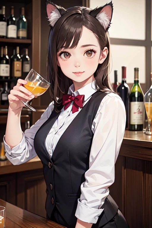 Highest quality、4K quality、Man to attack、Bartender Woman、A man hugs a woman&#39;s breastan puts his hand on woman&#39;between legs、thin、Small face、20-year-old、