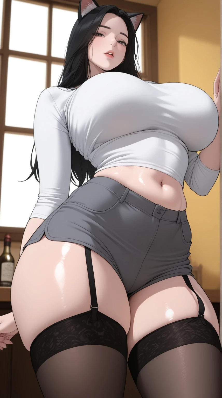 ( Beatiful sexy white socks ) , ( big breasts ) , ( NSFW ) , tall legs , beatiful thighs , smile , ( milf ) , HD , detailed eyes , ( Black long hair ) , ( short dress ) ,classroom , tall body , flirty
