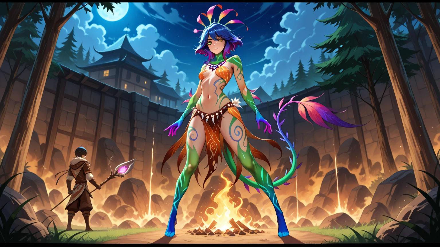 ((masterpiece, In 8K, High resolution,Realistic)),A beautiful French female knight fighting a horde of monsters in a cave、Completely naked、Purple hair、Green Eyes、Hold a long sword