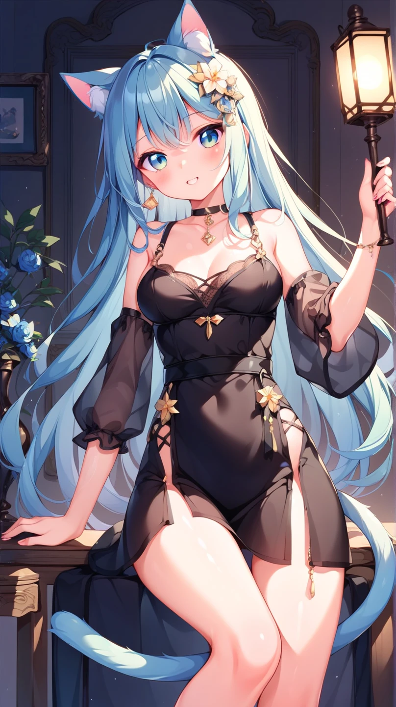 Fine, (Best Illustration), 8k Resolution, Intricate Details, Best Quality, Realistic, Ultra Detailed, Best Lighting, Best Shadows, Ultra HD, A Necromancer, Night, Magic, (1girl), (Fashionable clothing), standing, Fashion model, looking at viewer, (interview), (simple background),beautiful detailed eyes, delicate beautiful face, Floating,(high saturation),(colorful splashes),colorful bubble,(shining), focus on face, dark blue eyes, blue hair, long hair, magician, standing, looking at viewer, cropped leg, long dress, cropped leg, blue glowing eyes
