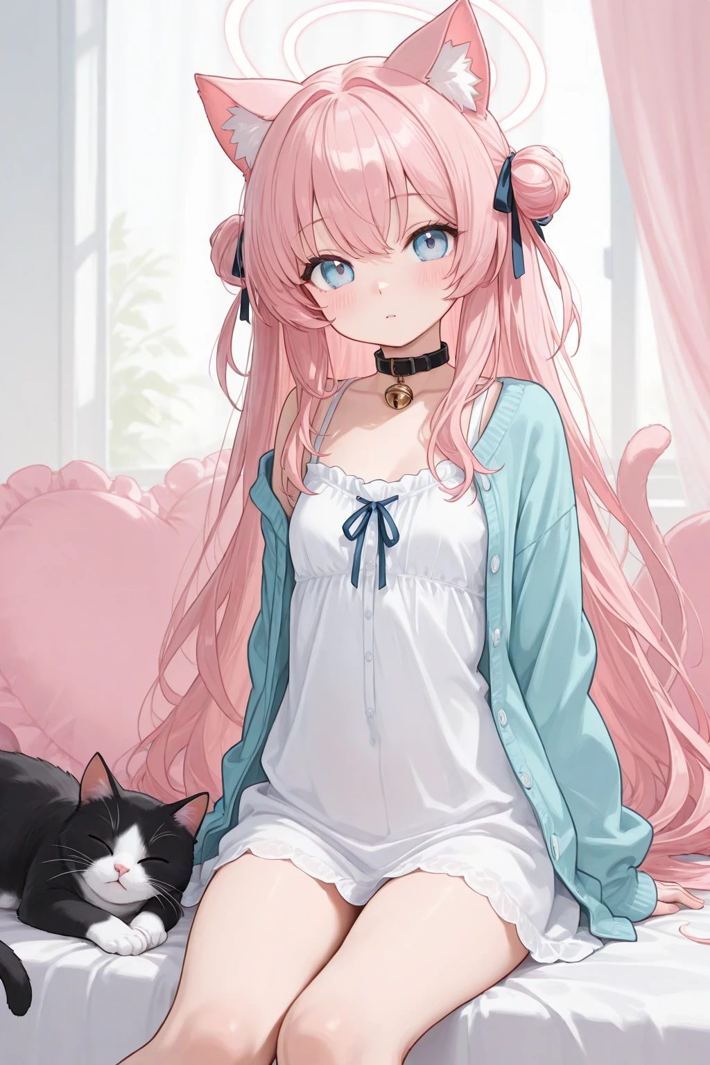 Anime girl lying on the sofa, her hands supporting her head, tempting anime girl, pixiv 3dcg, anime cat girl, Cute anime cat girl, Limuru, relaxing posture, beautiful anime cat girl, relaxing on the sofa, highest rating on pixiv, pixiv, on pixiv, very beautiful anime cat girl