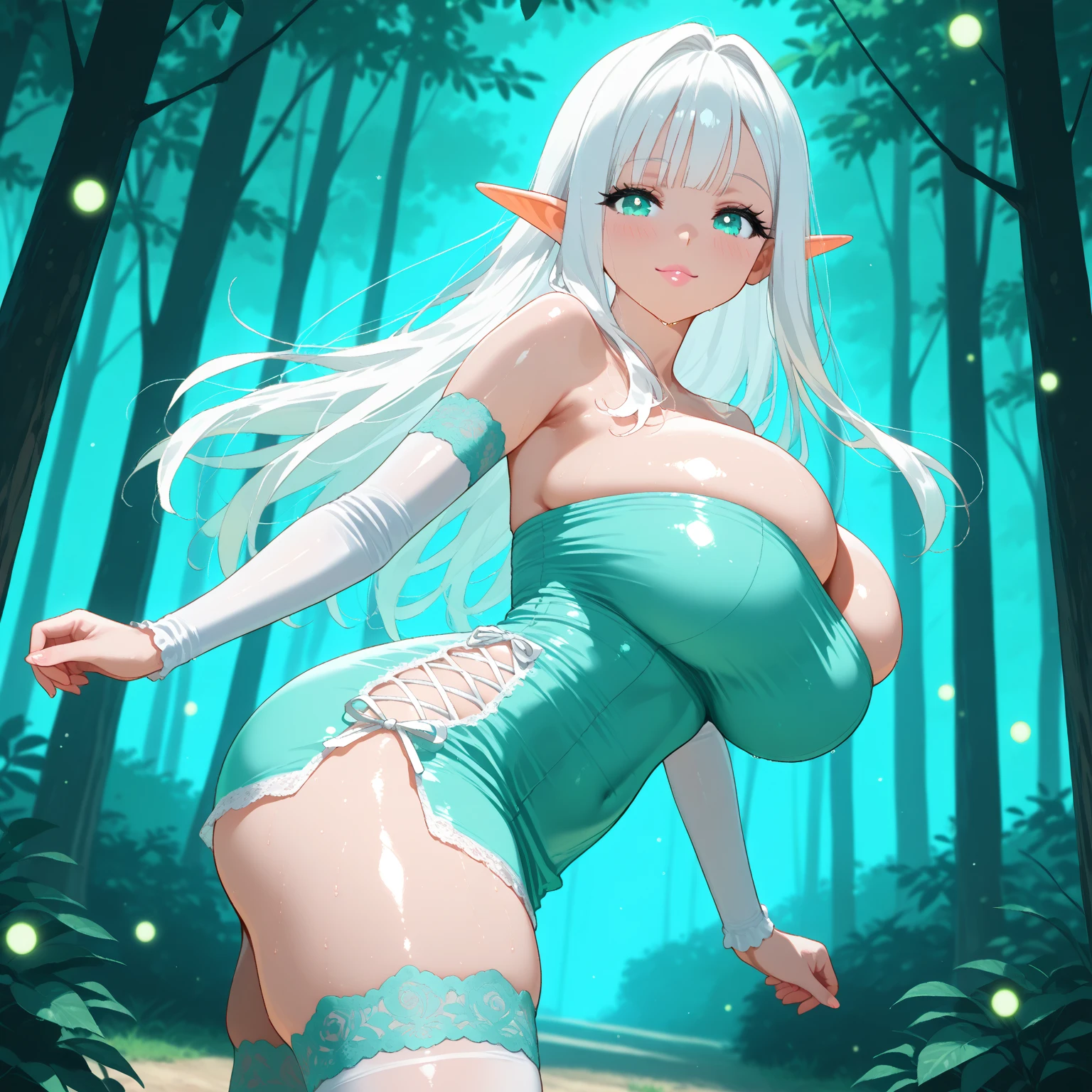 (best quality,4k,8k,highres,masterpiece:1.2),ultra-detailed,(realistic,photorealistic,photo-realistic:1.37),elf woman,detailed face,detailed eyes,dark fantasy,full body,naked,dense forest,mysterious atmosphere,dark and moody lighting,ethereal beauty,long flowing hair,mystical tattoos,glowing runes,enchanted forest,moonlit setting,magical aura,dramatic shadows,green and blue color palette,elven features,graceful and elegant pose,arcs and swirls of magic,moss-covered stones,veins of glowing energy,enchanted flora and fauna,elven ears,delicate and intricate details,otherworldly presence,ancient and wise expression,pointed and sharp features,mythical and mystical aura,ethereal and alluring gaze