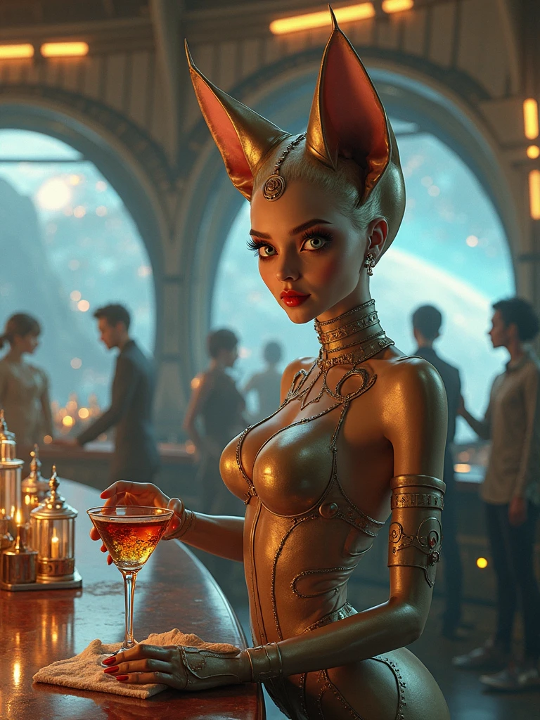 there are many cats standing around a woman in a bath tub, elle fanning as an android, pyramid visor, doja cat, 2 0 2 1 cinematic 4 k framegrab, inspired by Emma Lampert Cooper, connected to heart machines, cg society contest winner, mary elizabeth winstead, pets, tvs, spa --auto --s2