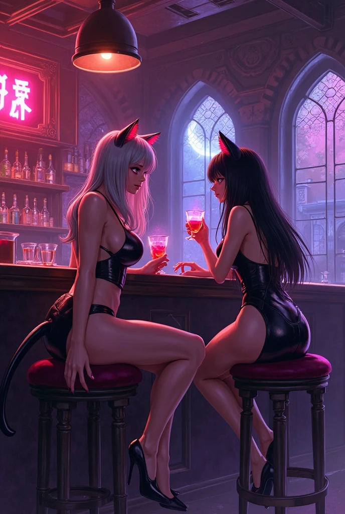 ((highest quality)), ((masterpiece)), (be familiar with), (High definition), 8K, (Accurate), (Realistic), Perfect Face, Cinematic, Best Shadow, (Complex:1.4), 2人のCat ear金髪女性, tall, Cat ear, Blonde Long Hair, Voluminous hair set, Big cleavage, Narrow waist, Big Ass, glamorous, Alluring, Bikini Protector、tactical suit、Combat Boots、Armament、Decadent future world, NEO TOKYO, Two people sitting on top of a large tank and drinking alcohol, (smile), Cherry Blossom Viewing, Cherry tree