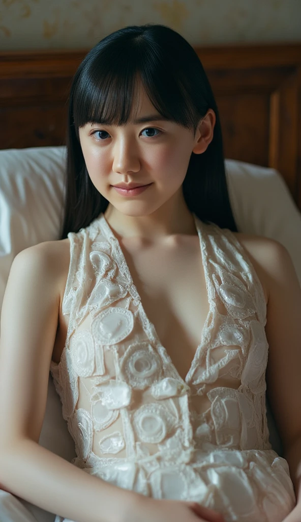 masterpiece、High resolution、4K、((A scene from a movie))、Japanese、12 years old、Looking at the audience、、Realistic、1 Girl、Small face、、Cowboy Shot、(Fisheye Lens)、Small and dirty room、Pull up the wedding dress、Cotton panties、Japanese entertainment district、Prostitute、night、Dim lighting、Dark look,(Semen on a sad face, Clothes and hair:1.4)