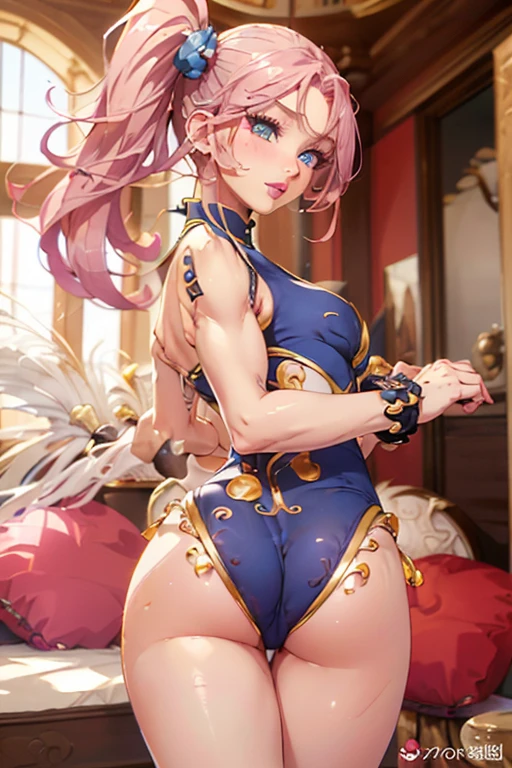 Uma garota, (Nilou de genshin impact), com um corte reto de cabelo, olhos grandes e expressivos, (wearing blue nail polish on her hands and blue nail polish with pink on her feet), (pernas finas musculosas), olhos azuis, (((Nilou))), (((cabelos vermelhos))), cabelos longos, hipnotizante, middle boobs, (barriga muscuolosa), quadris largo, cintura fina, bunda grande, perfect feet with very well detailed toes, Perfect hands and very well detailed fingers, toenails a little square, standing on her feet, barefoot, foto de corpo inteiro, na praia, at night with starry sky with full moon in the sky, eye reflection, sparkling eyes, sulking, anime, anime style, cinematic lighting, ray tracing, panorama, Sony FE, UHD, masterpiece, anatomically correct, textured skin, super detail, high quality, highres, HD, 16k