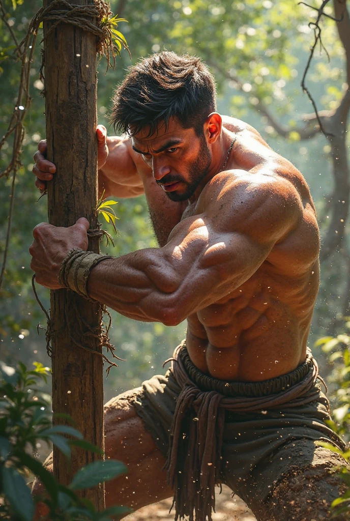Photo-realistic, ((best quality)), ((masterpiece)), (detailed), perfect human face, short hair, handsome young male model, 18-year-old, super male model, handsome, tall, cute, evil looking, dark look powerful, young male model, handsome, super strong, muscular, fit, massive muscles, six pack, clean shave, blue eyes, pale skin, (white pale skin:1.2), wavy messy silver hair, short messy hair, messy wavy hair, (werewolf ears:1.3), (wolf tail:1.6), werewolf claw, shirtless, bare-chested, muscle, ripped, strong body, fit body, teared dirty linen small skirt, (teared dirty linen raped small short loincloth:1.2), fog, valley fog, (haunted forest:1.4), horror forest, evil forest background, dark forest, 8k, high detailed, ultra-detailed, Stylish Pose, real skin texture, dramatic cinematic lighting, (HORROR:1.5), night, night time, dark, full moon