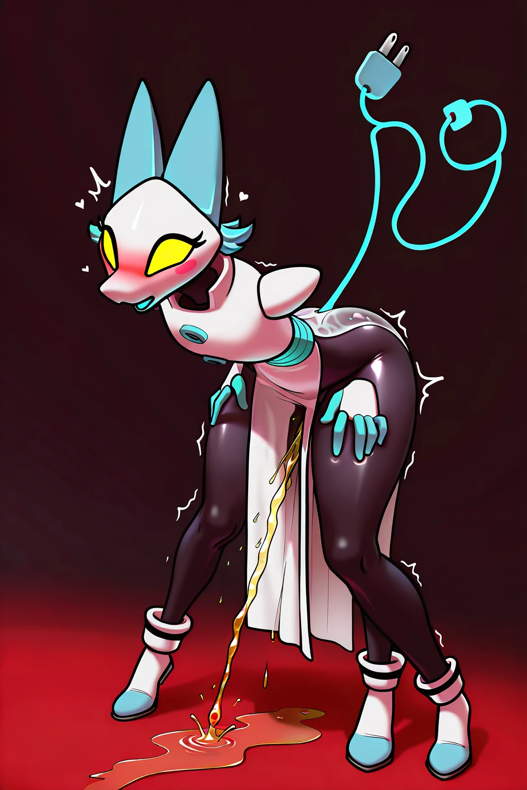 Tanraak (style), ((masterpiece)), ((8k quality)), (no watermark), stolas, male, detailed bedroom, leaning against wall, sleek, shiny blue slime body, long tail feathers, shiny, slick, goo, gooey, ass, one hand on hip,