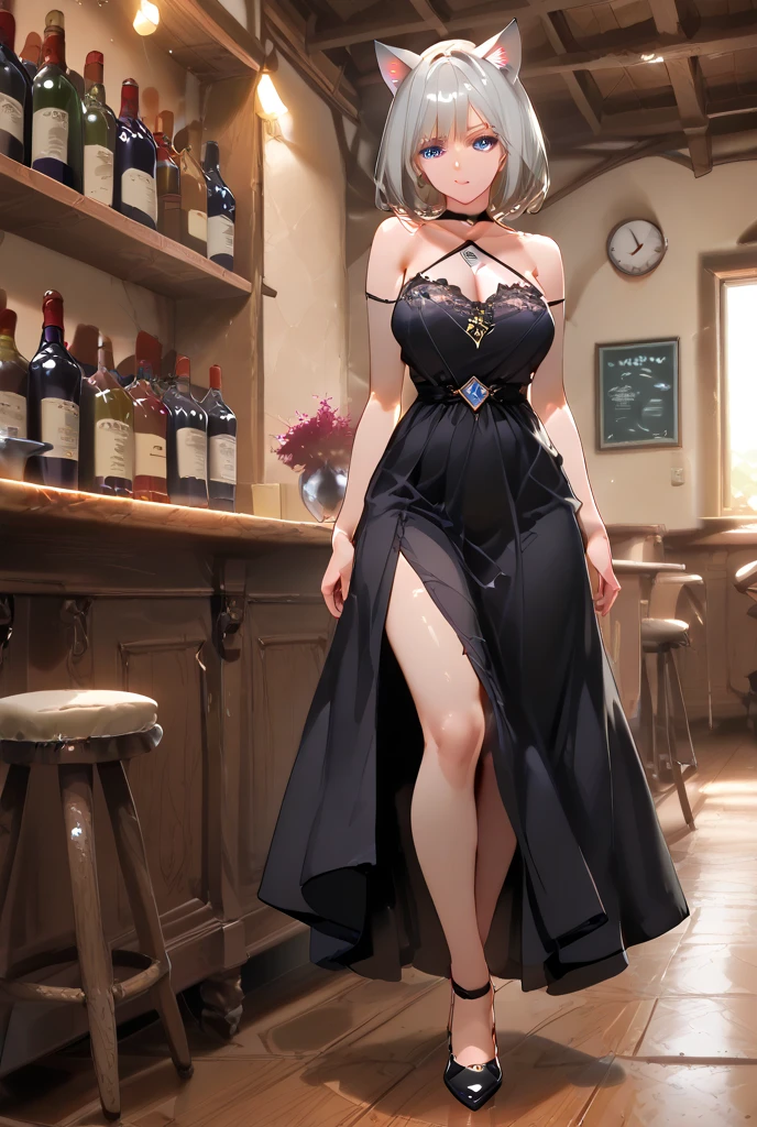 ((best quality)), ((masterpiece)), (detailed), 1girl, mature female, milf, motherly, perfect face, black hair, hair bun, big breasts, beautiful and tall, super realistic and detailed, legs open showing vagina, (big breasts)