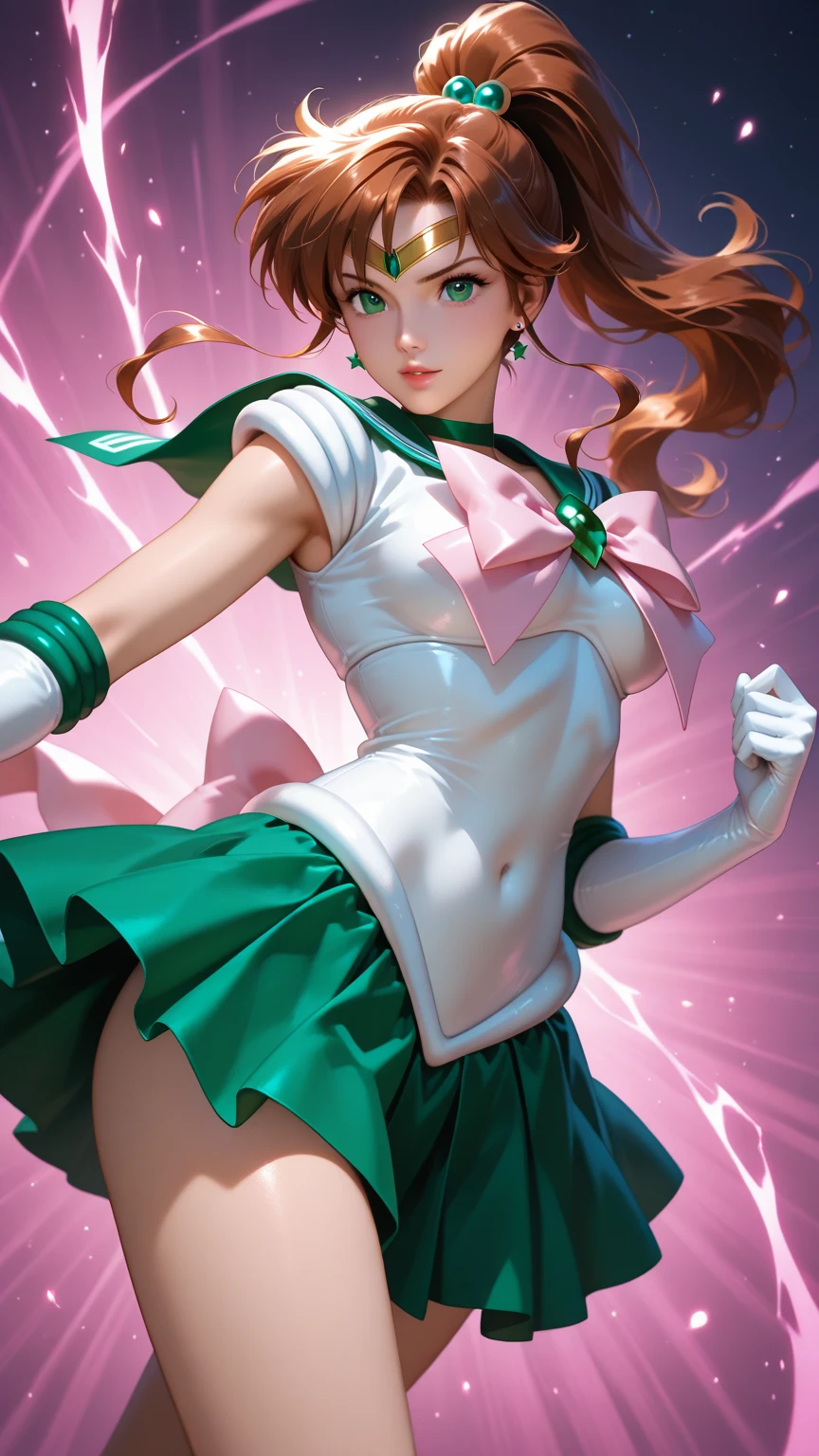 Woman body set big breasts, Green Lantern costume dress, green under breast corset, white shirt, green ring, medium red hair, Irish, black tights, white thigh high boots, covered breasts, Green lantern symbol on chest, white sleeves, green long gloves,