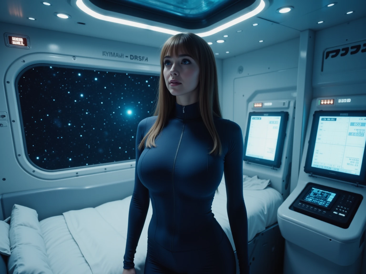 Samus Aran in a spaceship.