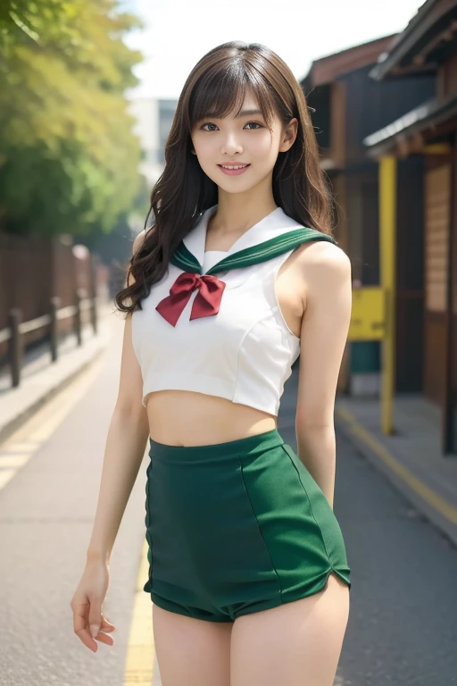 Very detailed CG Unity 8K wallpaper，（tmasterpiece），（best qualtiy），（ultra - detailed），（Ultra photo realsisim），（best character detail：1.36），Nikon D750 F / 1.4 55mm，profetional lighting， physically-based renderingt, 1girll, female soldier，Army Suit，Green military uniform，Fabric texture military uniform，Dark green tie，Army Green Skirt，military hat，Black hair，the golden ratio,[:(with detailed face:1.2):0.2]:,pureerosface_v1, broad shoulder,(Bigchest:1.5),(Big Assa:1.5)，Wide buttock ，Bare legged，plump legs，Move the center of gravity back，Squatting on the grass，Spread your legs apart，The skirt covers the bottom of the skirt，whitestocking，Small black leather shoes，Hands lying on thighs，Drenched in sweat，red flag，at the cafe，Night Street，Bright sun，Seeing the audience from the front，Bright smile，White teeth，Lighting，Back lighting，