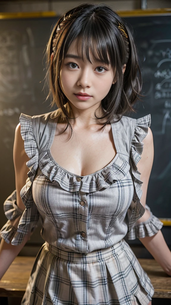 Kasumi, brown eyes, (best quality, ultra-detailed), (realistic:1.37), beautiful and detailed face, ultra-realistic texture, delicate face, delicate body, red lipstick, bright colors. High definition, 8K. expression giving a slight cute smile