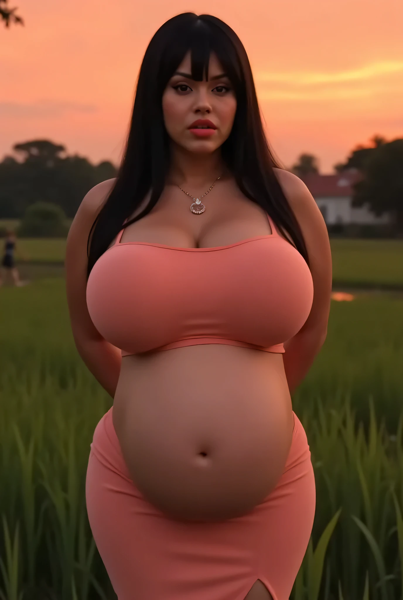 Happy family, women huge breasts, big booty, full body, sexy pose, batik dress hot, child happy,perfect fice, medium dress,erection nipple, huge nipple, naked,pregnant