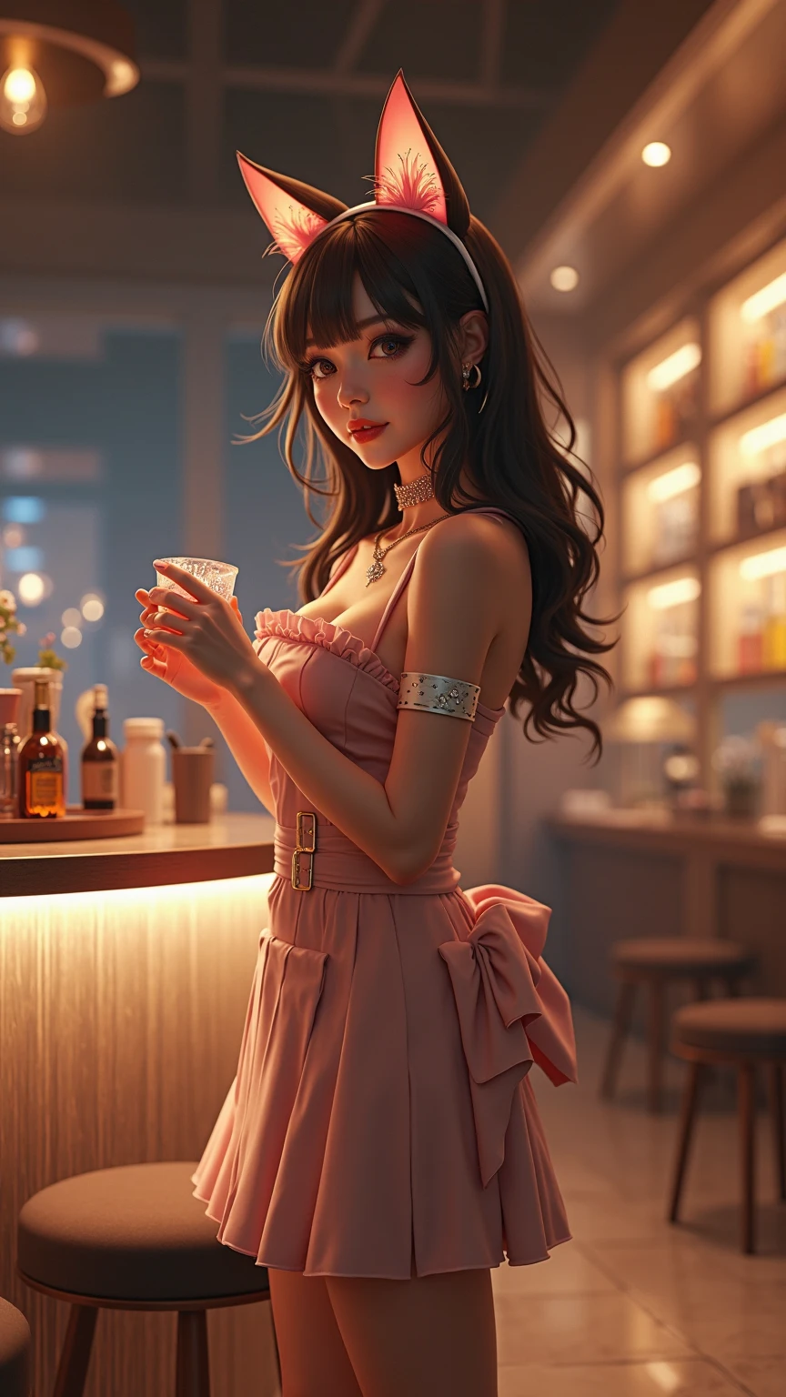 (best quality), (very aesthetic), (ultra-detailed), (best illustration),Aerith in a long skirt,Trembling with pleasure,Masturbating while standing,Inner thighs,Being drunk,Ahegao,heart,full body