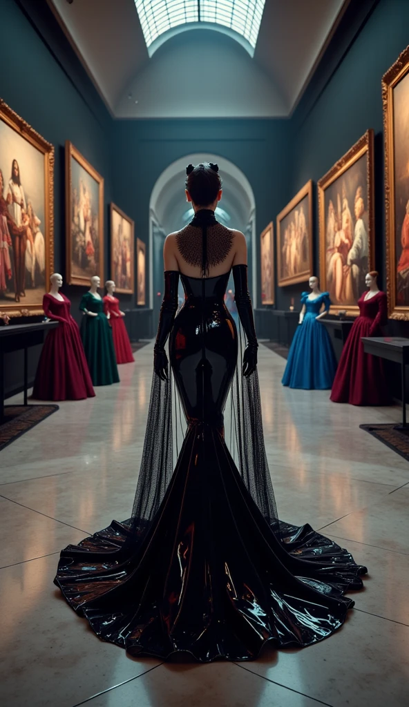 A lady using a time machine in front of Marie-Antoinette