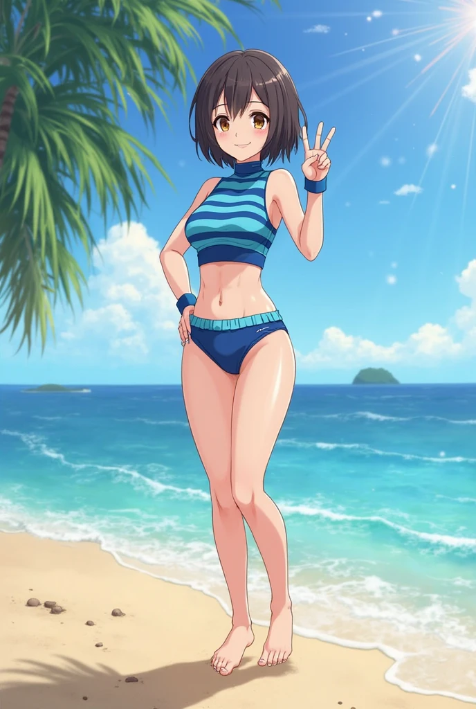 kaguya shinomiya, at the beach, (swimming)