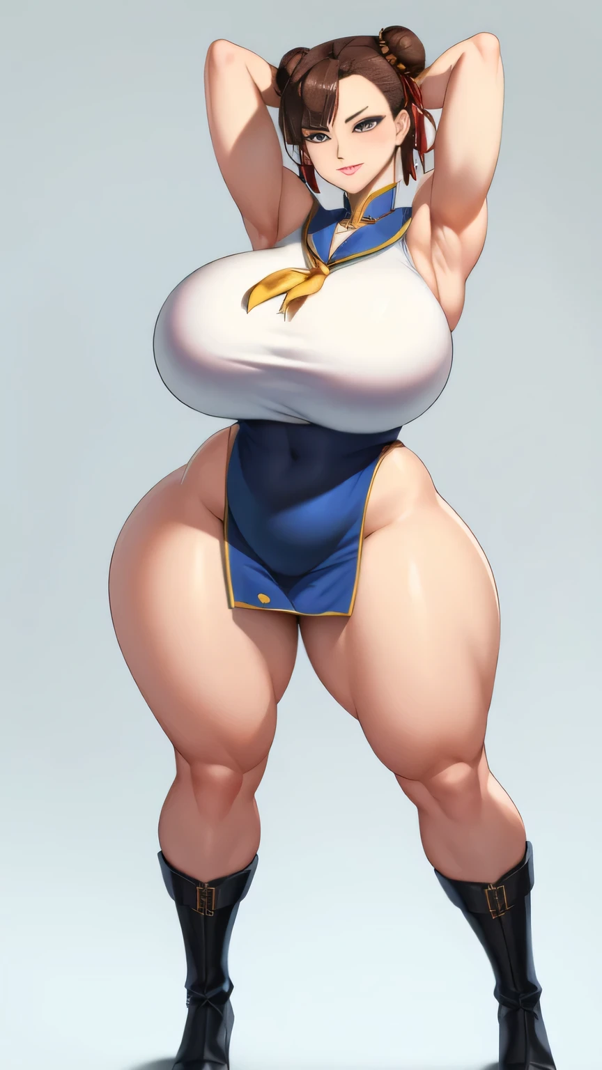 Big Breasts, Big Hips, Full Body Shot, Mature mother, Voluptuous thighs, A cow, Seductive mature woman, Perfect body, Plus Size Model, Sailor suit, Wearing high heels,Miniskirt Uniform, Chunli,