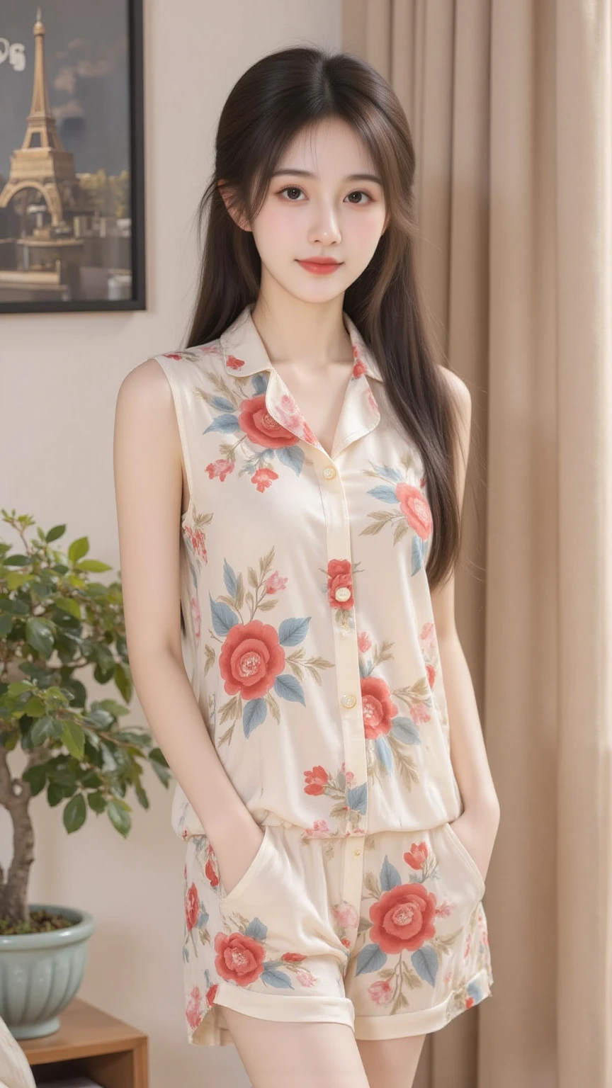 top Quority,Ultra-clear resolution, ((Beautiful Chinese aunt). Body. Sexy. Slim. Thin. Captivating. Natural face. No lipstick. Messy Bun. ( no Earrings-Earrings).
((Micro panties)), ((breasted button-up. pajama sleep shirt)), long legs_full body. Pose.erotic. sit down. On bed