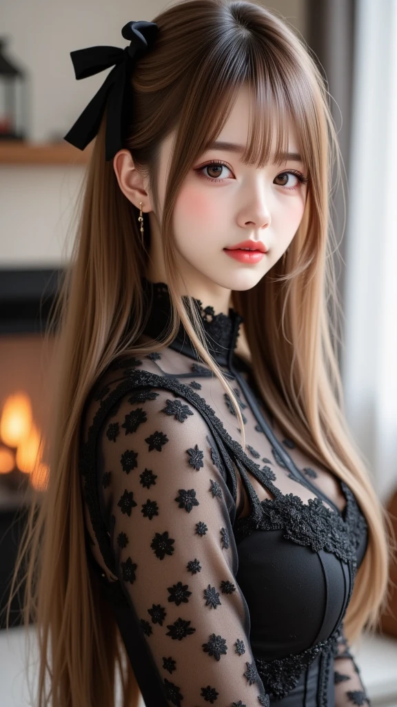 Best quality at best，tmasterpiece，（Fidelity：1.2），1 girl，brown  hair，with brown eye，frontage，A detailed face，beautidful eyes，No clothes