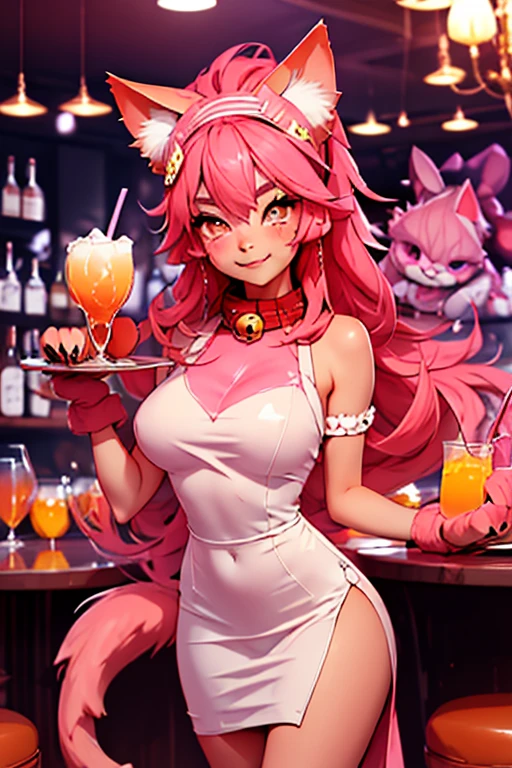 ((masterpiece, best quality)), (anthro furry:1.3, muzzle:1.2, anthro:1.3, furry:1.2, closeup:1.2, female solo:1.2, cleavage, leaning forward, smile, red), no blouse, sweatpants,transparent blouse,back showing butt,cute panties, fox spiraled in funtime foxy colors,five nights at freddy,white skin pink details, pink eyes, sexy position, ambient place, pizzeria five nights at freddy