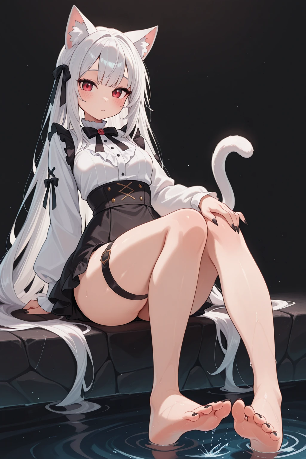 Masterpiece Long Hair 8 Years Old　White Hair, Dark blue eyes, 1 Girl,Nude Ahegao Squat,Girl trembling with sexual climax with open legs and excited ahegao orgasm NSFW flat chested naked pussy masturbation / Female masturbation、Heart shaped eyes、Grab the groin、