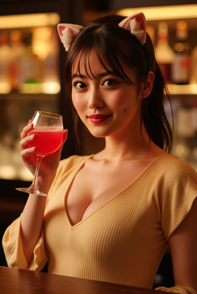 (hair, Ultra-high resolution, highest quality, masterpiece: 1.2), (Realistic, photoRealistic: 1.37), Very detailed, 1 pretty woman, (Slim face), (The body is slim), (Brown Hair), (Shortcuts), cheeks turn a little red, Large Breasts, Age 25, alone, Beautiful night view outside the window, restaurant, Wine glass sits, At night, In a prominent place (From the waist up) Nova Frog Style, actress, model, Upper Body, White wine, slim, wine glass, Super Clean night View, wine glass Put in the Middle, Happy smile, (smile: 1.15), Beautiful Eyes, Upper Body, Destroy Japan, night, short, short, actress, model, Upper Body, White wine, slim, wine glass, Super Clean night View, wine glass Put in the Middle, Happy smile,one piece