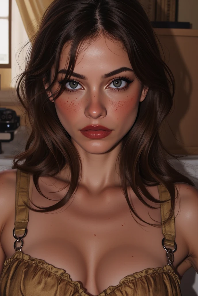 (masterpiece:1.3), (8k, photorealistic, RAW photo, best quality: 1.4), (1girl), beautiful face, long and brod lips, big lips, lips line, (realistic face), (black hair, short hair:1.3), beautiful hairstyle, realistic eyes, beautiful detailed eyes, detailed eye retina, (realistic skin), beautiful realistic skin, realistic skin texture, huge breast, long nipples, football shape breast, big breast, attractive, ultra high res, ultra realistic, highly detailed, golden ratio