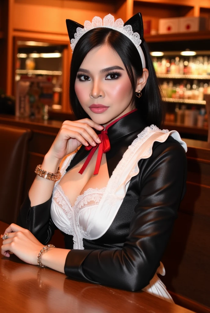 (((4, Indonesian Muslim milf, Expatriate))) ((Beauty Natural Large Breast)), after sex with her husband Boss , ((wearing Hairband, Long Black Hair, Luxury Watches)), ((Tight Sexy Apron)), ((Double K Cup breast))), ((Busty body, Full body, body Like gravure Idol)), ((At her Husband Boss House)), Betrayal Situation, tired face, repeatedly had intimate relations with her husband's boss without her husband's knowledge, A face full of regret for betraying her husband's loyalty, (((Multiple Photos In One Frame :1.2)))