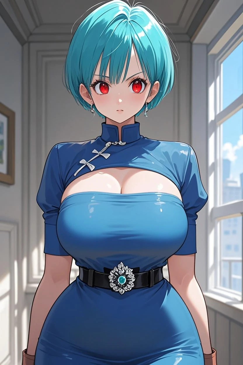 "(masterpiece:1.1), best quality, 
1girl, (80s anime style:1.3), (eyelashes:1.5), (loli:1.2), 
(intricate high detailed body:1.2), 
(blue hair:1.1), (hair slicked back:1.2), (very short hair, pixie cut:1.1), (animal ears:1.2), 
red eyes, 
(curvy body:1.1), (gigantic breasts:1.5), 
(light smile:1.2), 
(high cut leotard armor, navel cutout, tattoo:1.2), (garter belt:1.2), 
(belts:1.1), (hoop earrings:1.1), bracelet, 
standing, arms behind back, 
(upper body, cowboy shot, looking at viewer, from front:1.1),
medieval tavern"